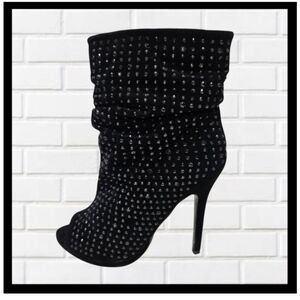LILIANA Sexy Rinestone Peep Toe Booties, Black Sz 7.5 Super Sexy!